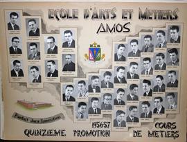 École des Arts et Métiers : mosaïque « Cours de métiers Quinzième Promotion 1956-1957 ».