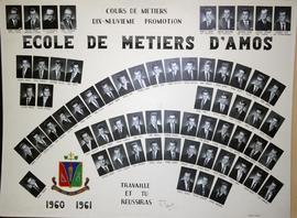 École des Arts et Métiers : mosaïque « Cours de métiers Dix-neuvième Promotion 1960-1961 ».